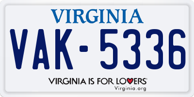 VA license plate VAK5336