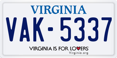 VA license plate VAK5337