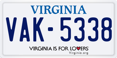 VA license plate VAK5338