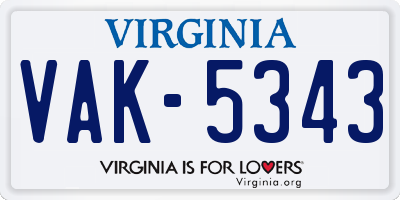 VA license plate VAK5343