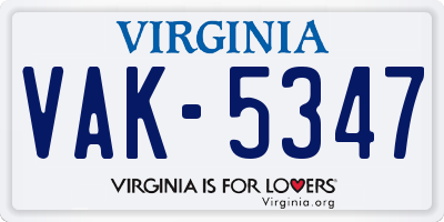 VA license plate VAK5347