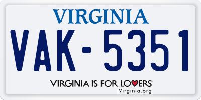 VA license plate VAK5351