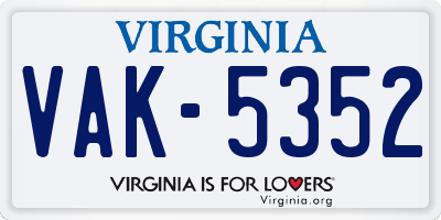 VA license plate VAK5352