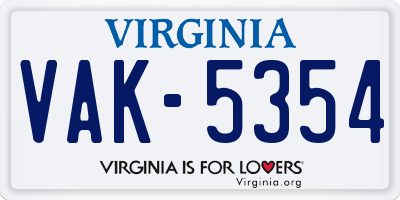VA license plate VAK5354