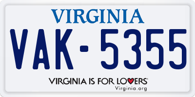 VA license plate VAK5355