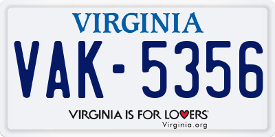 VA license plate VAK5356
