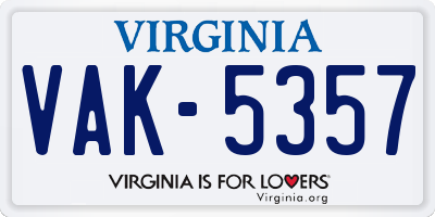 VA license plate VAK5357