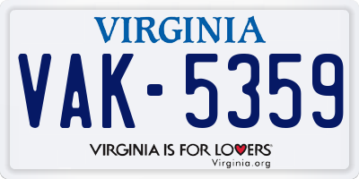 VA license plate VAK5359
