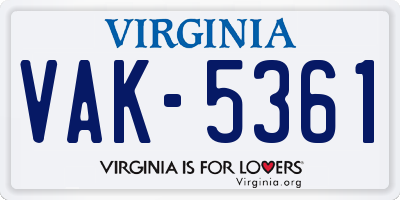 VA license plate VAK5361