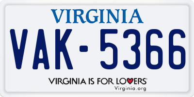 VA license plate VAK5366
