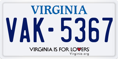 VA license plate VAK5367