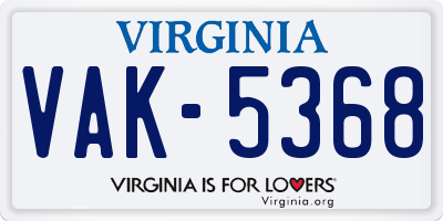 VA license plate VAK5368