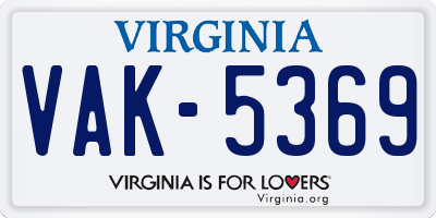 VA license plate VAK5369