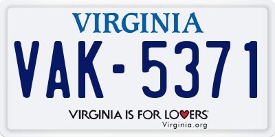 VA license plate VAK5371