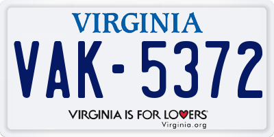 VA license plate VAK5372