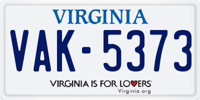 VA license plate VAK5373