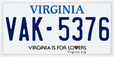 VA license plate VAK5376