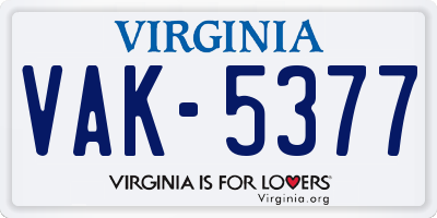 VA license plate VAK5377