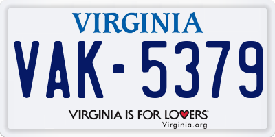 VA license plate VAK5379