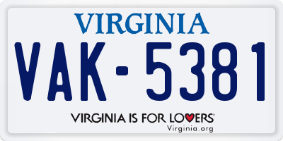 VA license plate VAK5381