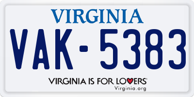 VA license plate VAK5383