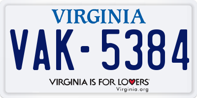 VA license plate VAK5384