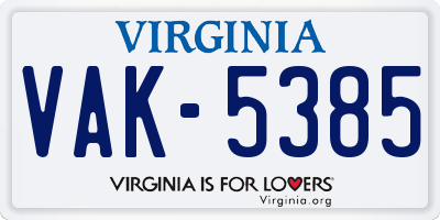 VA license plate VAK5385