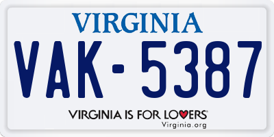 VA license plate VAK5387