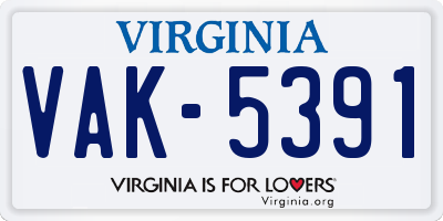 VA license plate VAK5391