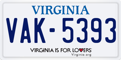 VA license plate VAK5393