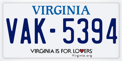 VA license plate VAK5394