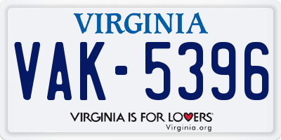 VA license plate VAK5396