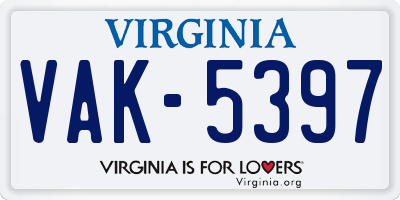 VA license plate VAK5397