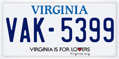 VA license plate VAK5399