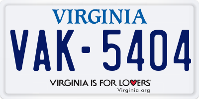 VA license plate VAK5404