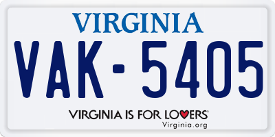 VA license plate VAK5405