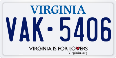 VA license plate VAK5406