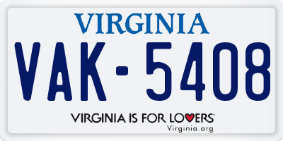 VA license plate VAK5408
