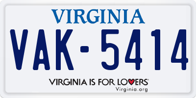 VA license plate VAK5414