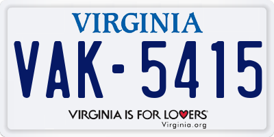 VA license plate VAK5415