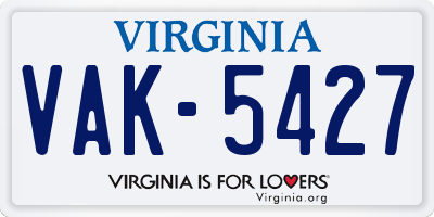VA license plate VAK5427