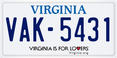 VA license plate VAK5431