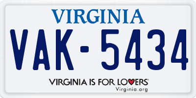 VA license plate VAK5434