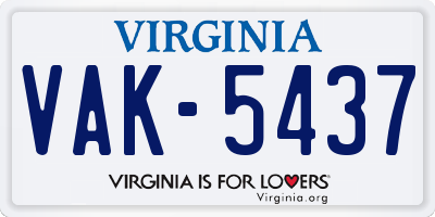 VA license plate VAK5437