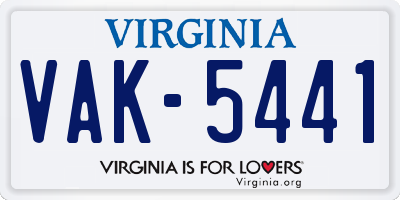 VA license plate VAK5441