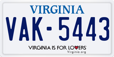 VA license plate VAK5443