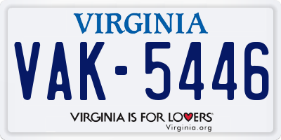 VA license plate VAK5446