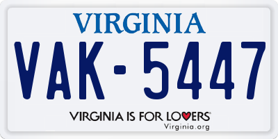 VA license plate VAK5447