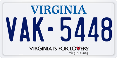 VA license plate VAK5448