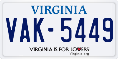 VA license plate VAK5449